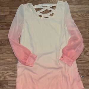 Chic Pink and Cream Dress with Crisscross Back